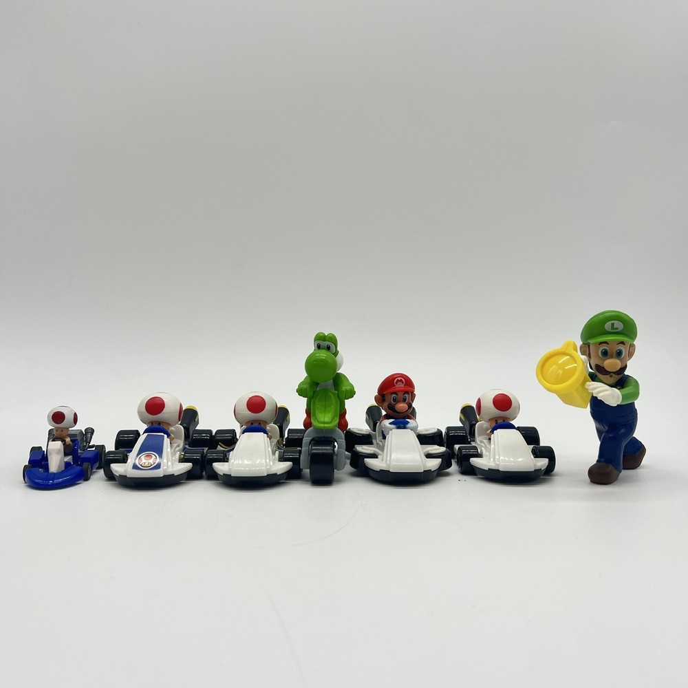 McDonalds Happy Meal Super Mario Bros Mario Kart Toy Set of 7 with Luigi and Toad
