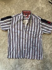 VTG Tommy Jeans Stripe Logo Button Shirt Breast Pocket Sz Large