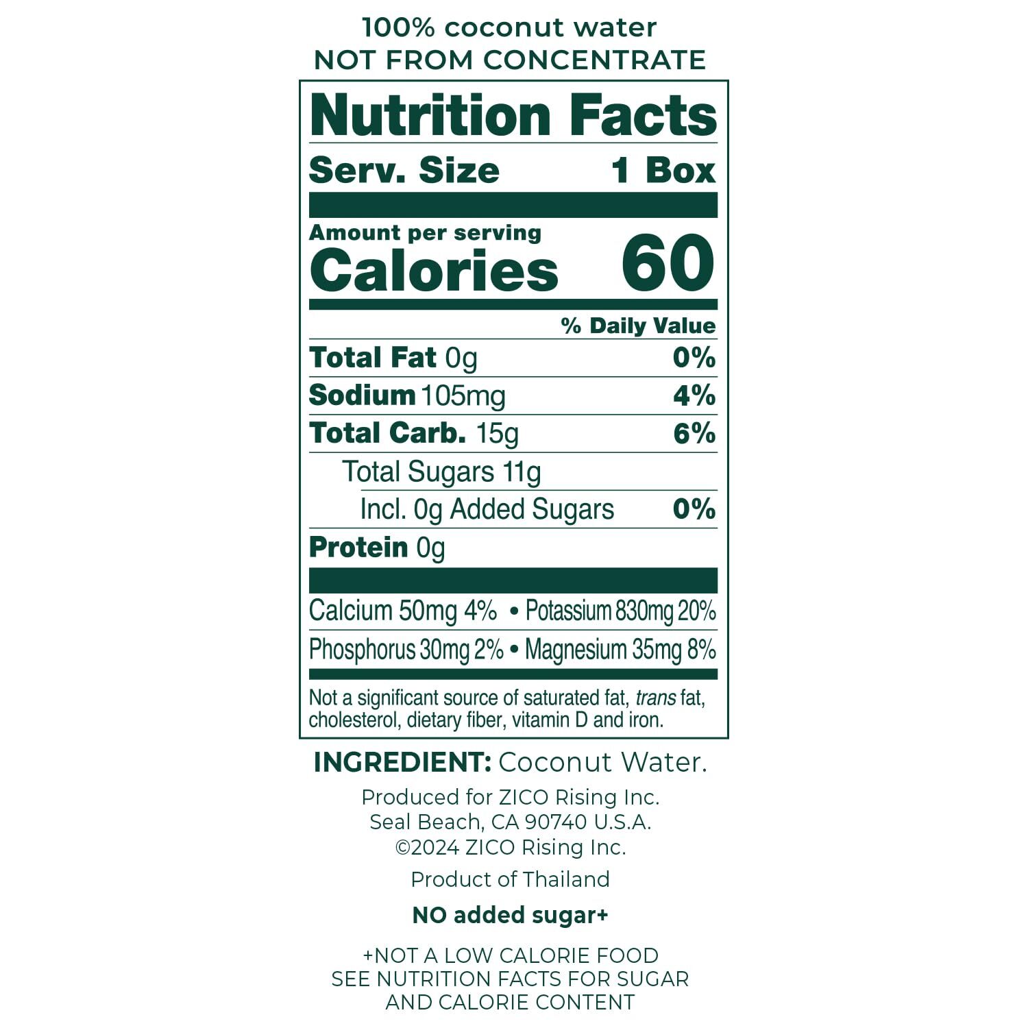 Zico 100% Coconut Water No added Sugar Refreshingly Delicious Hydration with ...