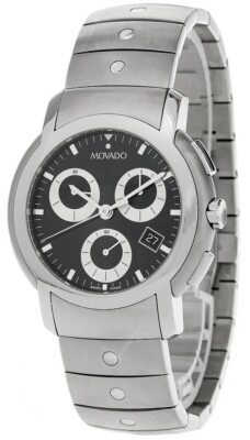 MOVADO SL Series Stainless Steel Black Dial Men's Watch 0605734 | eBay