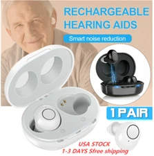 A Pair A39 Hearing Aids Rechargeable Digital Sound Voice Mini Amplifier US