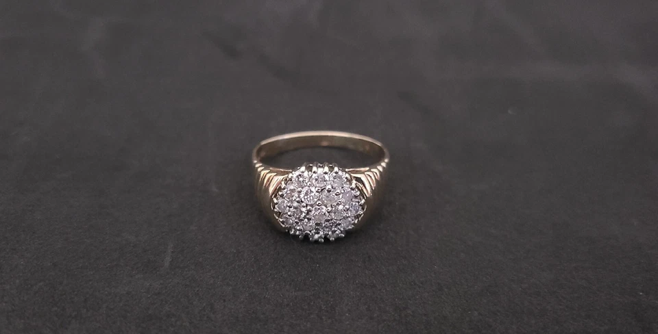 Anel aglomerado de ouro amarelo 14kt 1 quilate diamante, ouro maciço 14k - Imagem 4 de 4