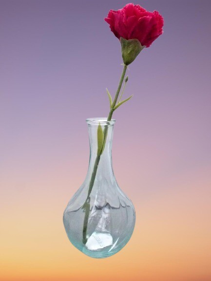 NEW IKEA VILJESTARK Beautiful Clear Glass Flower Vase Twist Pattern 17cm  High