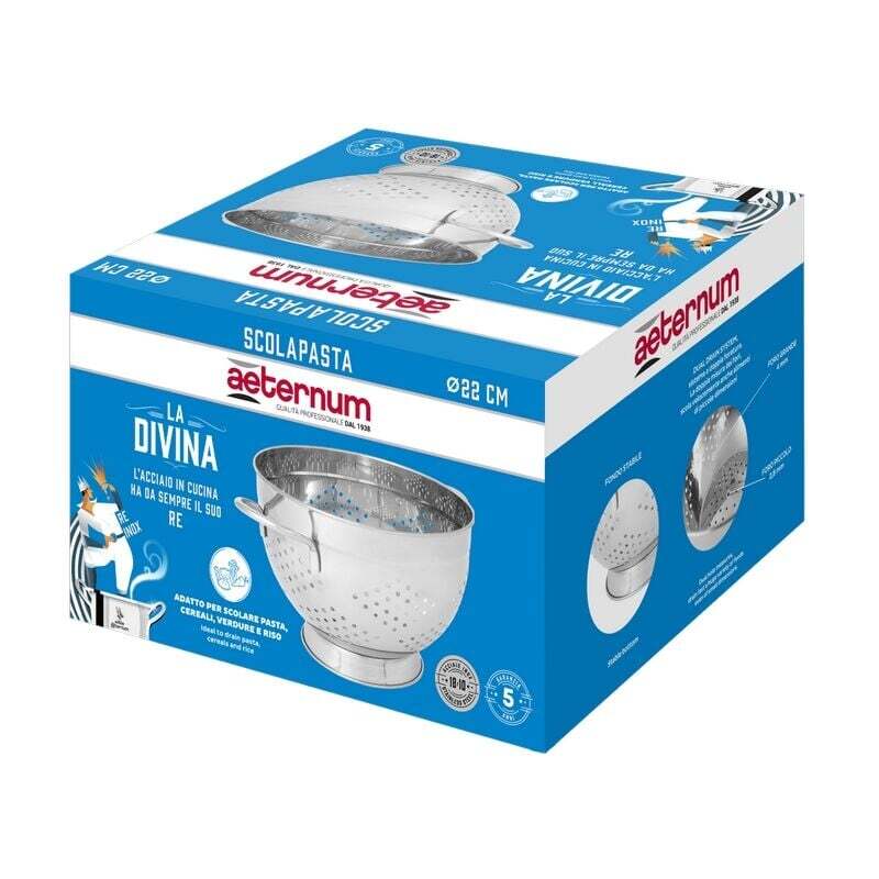 Scolapasta La Divina Aeternum, Acciaio Inox 18/10, Diametro 22 cm
