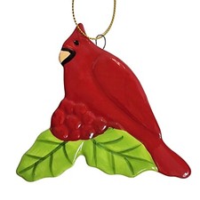Large Ceramic Red Cardinal Loved One Memorial Christmas Ornament Hanging Decor