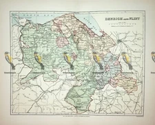 Denbigh & Flint, Wales, Map, Book Illustration, 1895