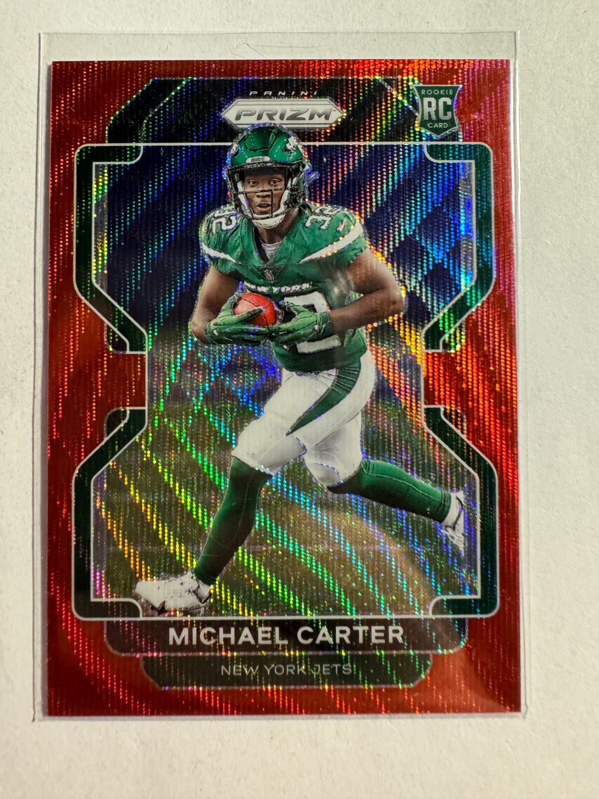 K172,564 - 2021 Panini Prizm Prizms Red Wave #365 Michael Carter #/149