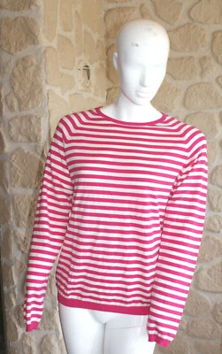 Pull rose et blanc neuf taille XL avec cachemire marque Terry Lane (sg) - Photo 1/3