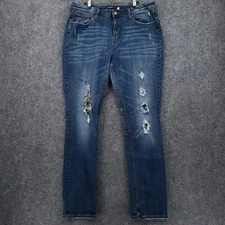 Vigoss Jeans Womens 19 Plus High Rise Skinny Distressed Rinse Wash Blue Denim