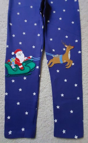 Boden Girls Christmas Santa Sledge Reindeer Leggings Age 6-7 Years BNWT - Picture 2 of 7