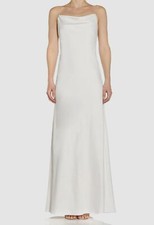  265 Aidan Mattox Women's White Cowl Neck Crystal Strap Satin Gown Dress Size 8