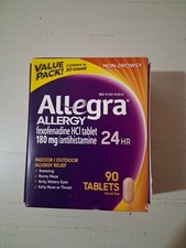 Allegra 24HR Non-Drowsy 180mg Tablets, 90ct Exp 3/26