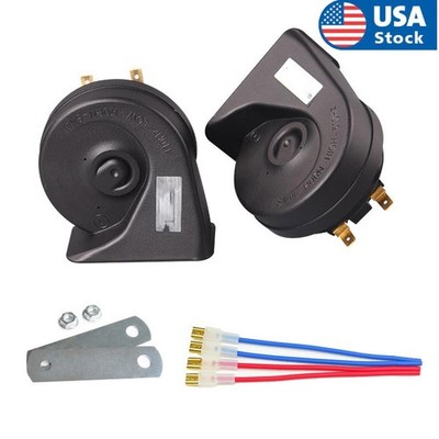 2x 12V Loud Car 110-125dB Dual Tone Snail Electric Air Horn Truck SUV Universal