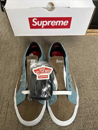 Baskets basses Supreme x VANS Lampin Pro taille US 9/27 cm marron velours côtelé *NEUF DANS SA BOÎTE*