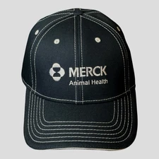 Merck Animal Health Equine Trucker Adjustable Hat Black And Grey Cotton NOS