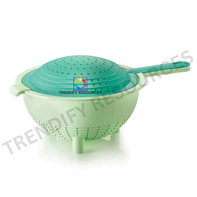 Tupperware Green Plastic Vegetable Kitchen Clean Double Strain Colander Tool