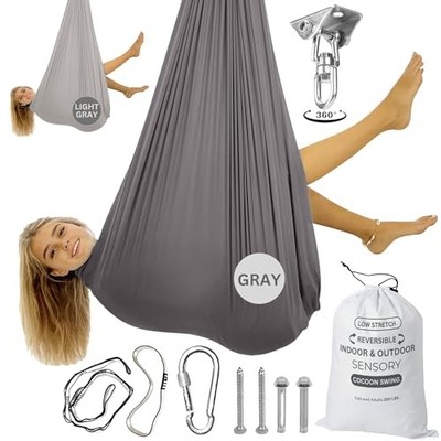 Double Layer Reversible Sensory Swing| Outdoor and Indoor Swing Gray/Light Gray