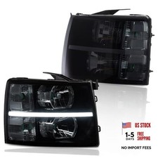 LED Bar Headlight Assembly 07-14 Chevy Silverado LED Smoky/Black/Clear