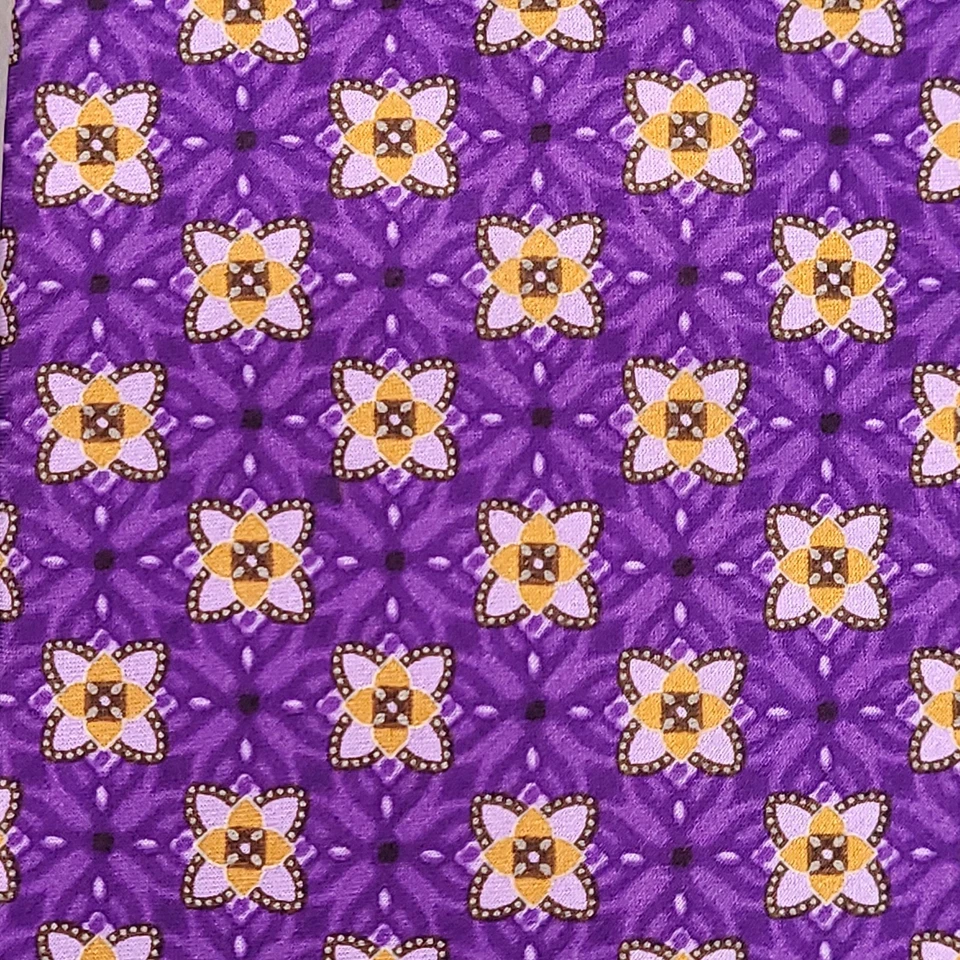 Corbata Canali Para Hombre Púrpura Amarillo Seda Hecha en Italia Estampado Floral Geométrico Foto 2 de 4