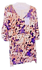 Belonhsci Dress Boho Print Brown-Tan-Cream Ruffle Sleeve Size Medium-NWT