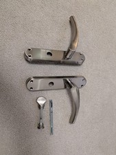 Door Handles Gridlock  Arched Lever  with Thumb Lock - Satin 180mm x 38mm Handle
