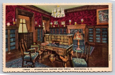 Vintage International Eastern Star Temple Library Washington DC Postcard