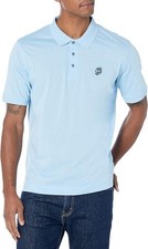 Robert Graham Mens Stone Trail Knit Polo, Short-Sleeve Knit Shirt, M Light Blue