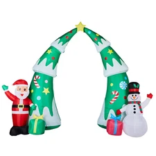 9.5 Ft. X 15 Ft. Pre-Lit Tree Arch with Santa and Snowman Christmas Inflatable