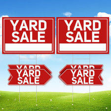 6 Pcs Yard Sale Signs with Stakes, 2-Pack Extra-Large Yard Sale Signs 24" X 16"
