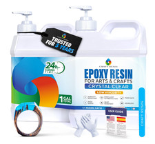 1 Gallon Crystal Clear Epoxy Resin Kit with Pumps, UV Resistant, Food Safe