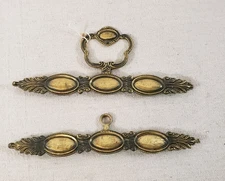 Brass Metal Ornate Bell Pull Hardware Needlepoint Tapestry Hanger Lot Of 2_AN