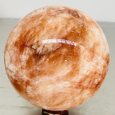 Natural Red Glue Flower Quartz Sphere Crystal Ball Healing 2320G