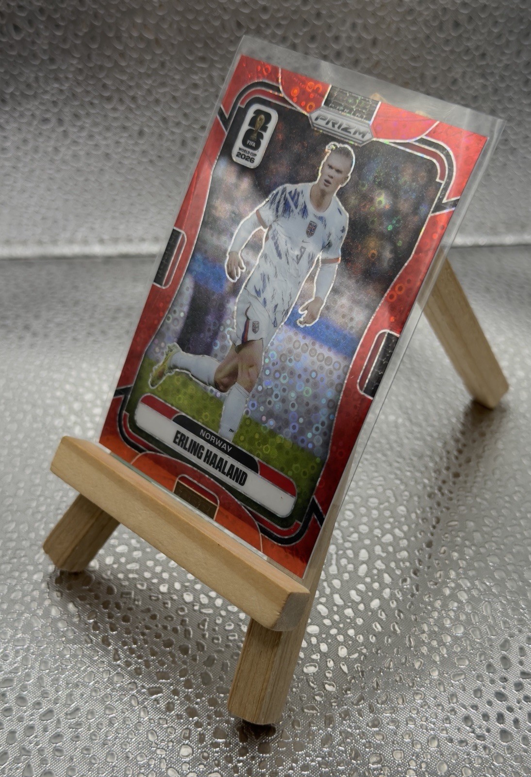 2026 Panini Prizm Erling Haaland Fifa World Cup Red Disco /99 # 333 view 3