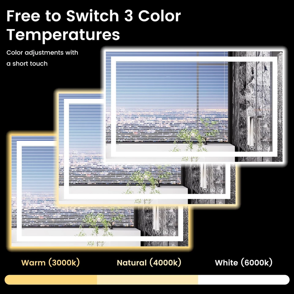 Espejo de baño 48X30 con luces, antiniebla, retroiluminado + retroiluminado delantero, bate iluminado... Foto 4 de 4