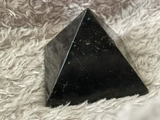 Black Mica Pyramid With Pyrite Natural Crystal, Polished Pyramid, READ DETAILS