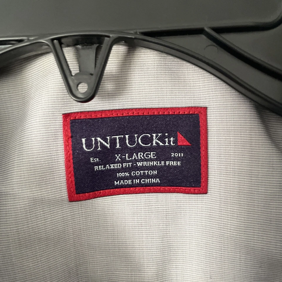 Untuckit Mens Button Shirt Gray XL Cotton Relaxed Fit Long Sleeve Collar - Image 2 of 4