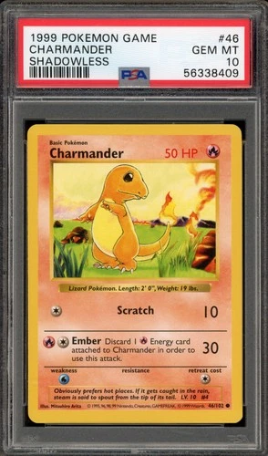 Pokemon Charmander Base Set Shadowless #46 PSA 10 Gem Mint