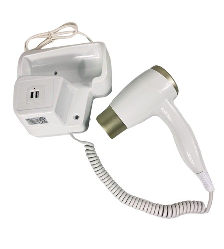 Asciugacapelli Phon da Muro da Parete Hotel Albergo Bagno Casa Bianco 1200W - Foto 4 di 7
