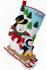 Arctic Joyride 89759E Bucilla Felt Stocking Kit Snowman Penguin DIY