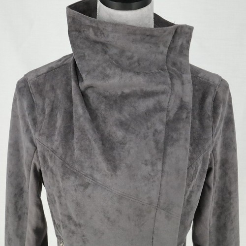Blank NYC Jacket Womens Small Gray Moto Microsuede Lined Asymmetric Zip Unlined - Picture 10 of 22