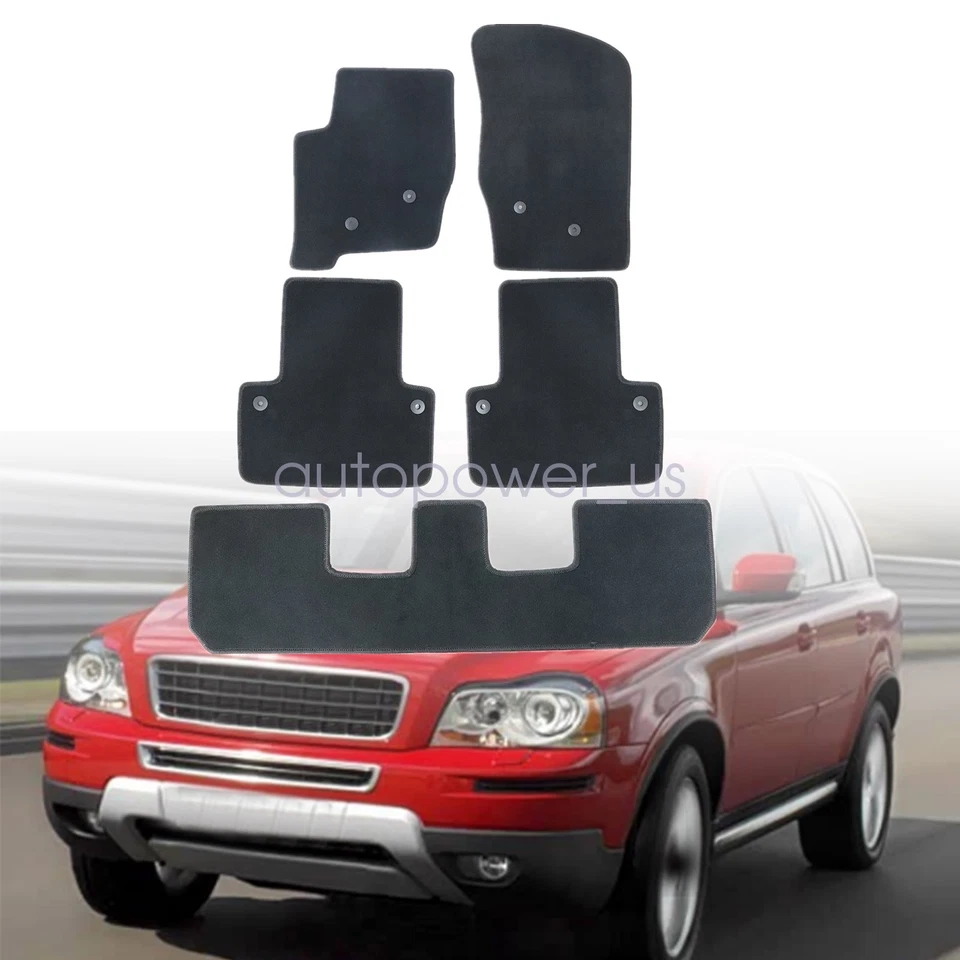 Alfombrillas alfombrillas delanteras traseras impermeables terciopelo negro para Volvo XC90 2003-2014 Foto 2 de 4