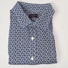 Untuckit Shirt All Over Print Short Sleeve Mens Large Cotton Button Up 