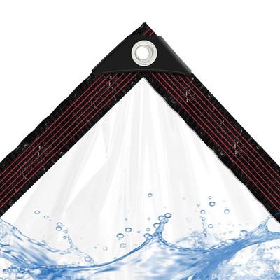 Tarpaulin Transparent with Eyelets, 2x4m Cover Waterproof for Balcony Rain Sc...