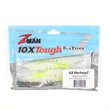 Zman Soft Bait Shrimpz 3.5" 4/Pack Glow Chart Tail (2321)