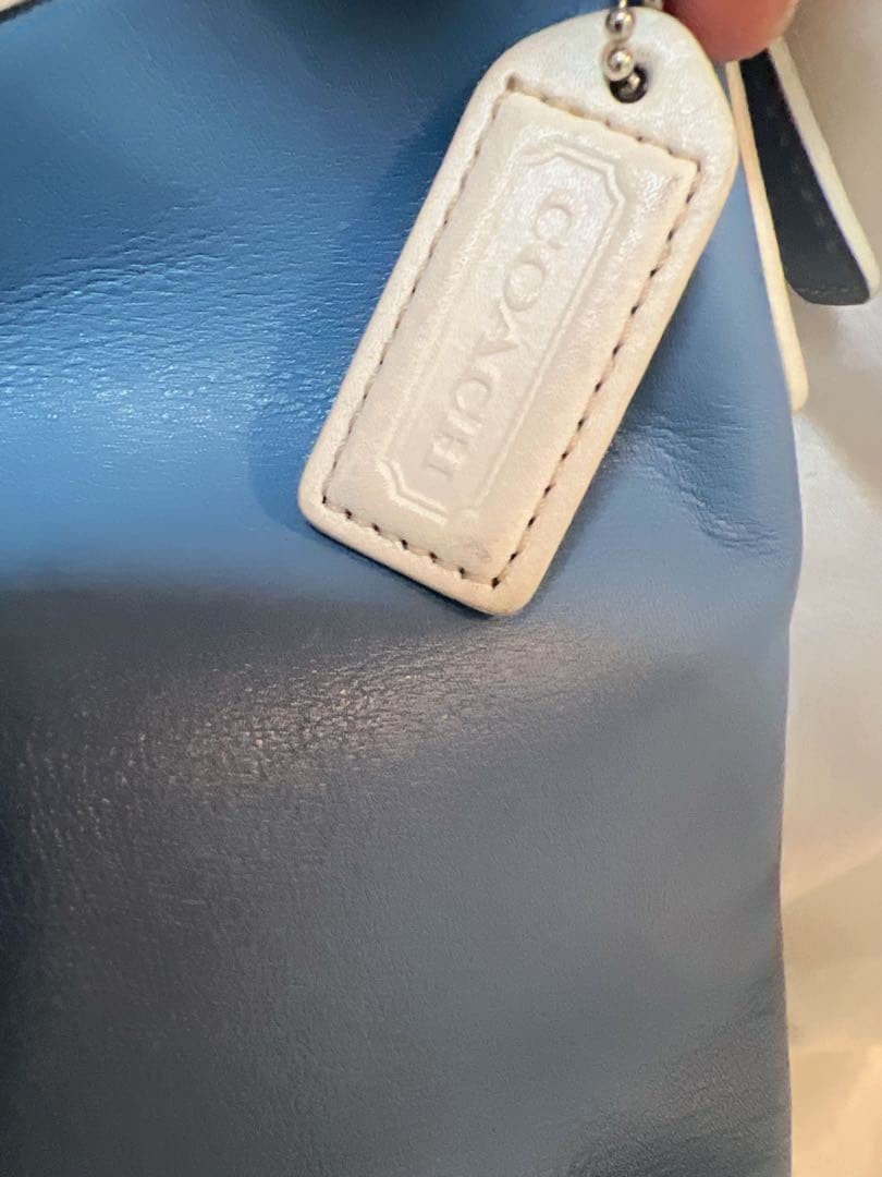 COACH Jackie Shoulder Bag Light Blue White Leather Vintage Rare