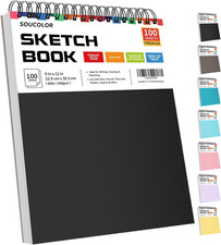 9" x 12" Sketch Book, 100 Sheets Top Spiral Bound Sketchbook with Acid-Free