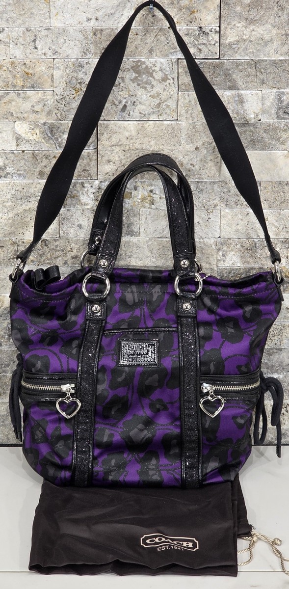 Coach Y2K Poppy Daisy Ocelot Glam Tote Purple Leopard Print