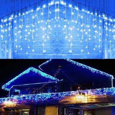 LED Lichterkette 6M 300 LED blau wasserdicht Eiszapfen 8H Timer, 8 Modi