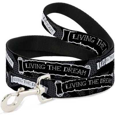 Dog Leash 6-FEET LIVING THE DREAM Scroll Gray/Black/White (US IMPORT)
