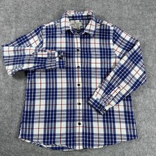 L.L. Bean Scotch Plaid Women  s Flannel Shirt Pocket Blue Red White